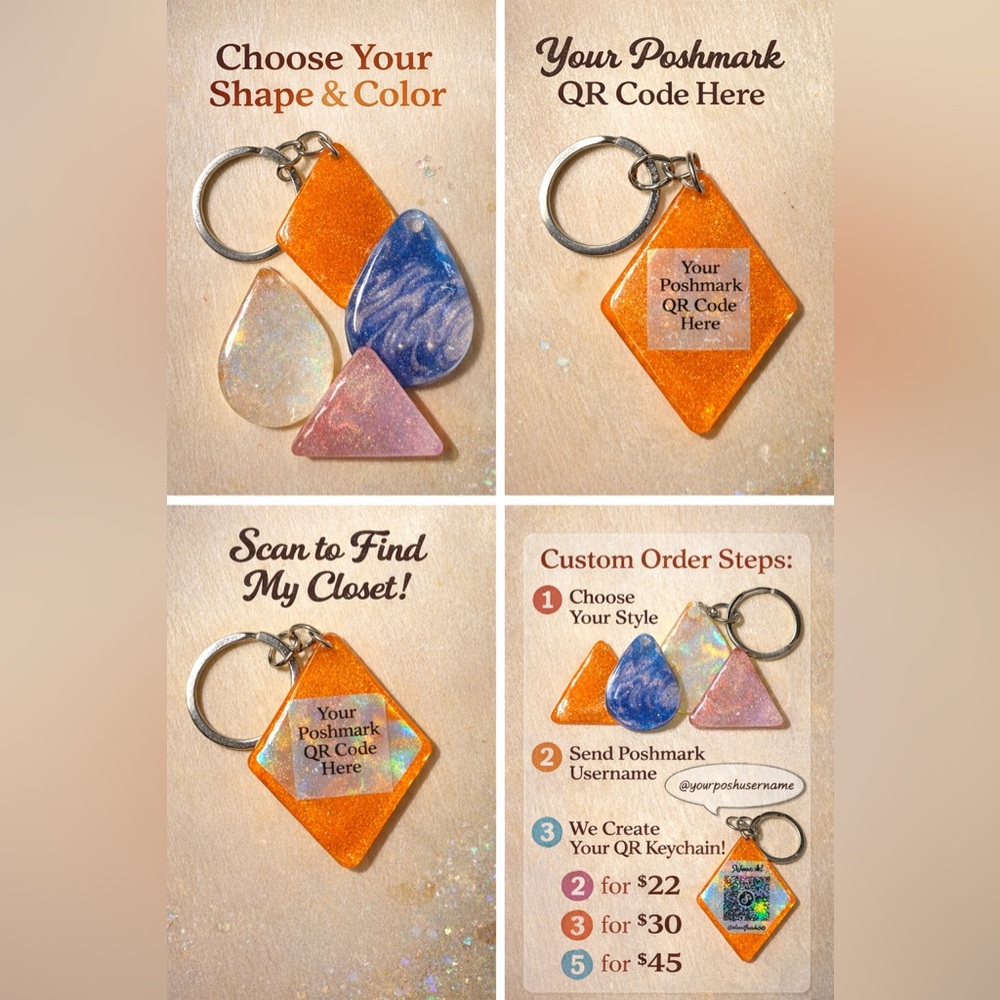 Custom QR Keychain | Scan to Find My Closet | Handmade Resin Promo Keychain